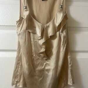 White House Black Market Gold Y2k Ruffle Camisole